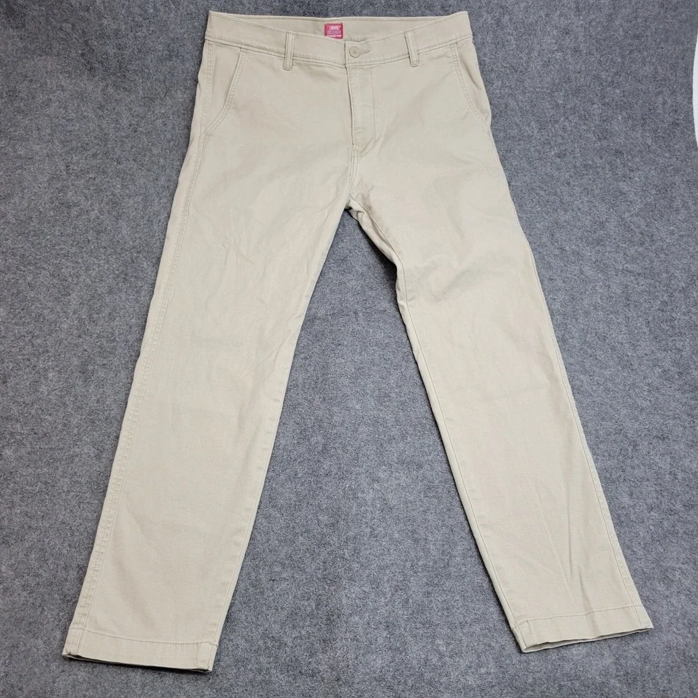 Levis XX Chino Pants Mens 33x30 Tan Stretch Flat Front‎ Standard Tapered Leg